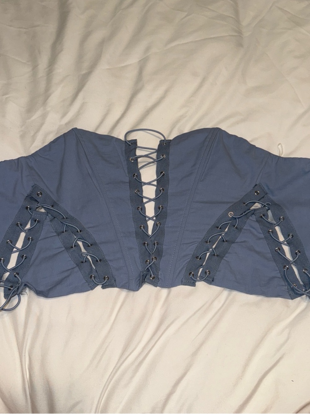 Mystique Boutique Blue Lace-Up Corset Crop Top